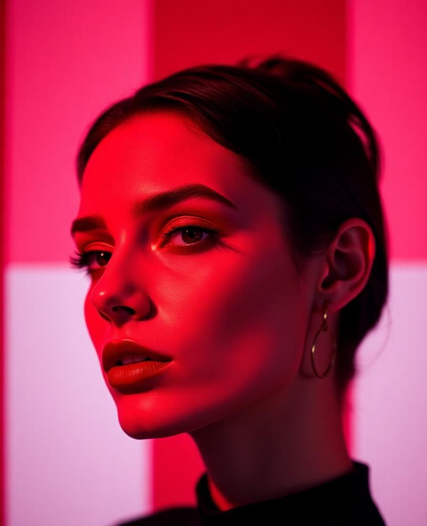 Red color block portrait